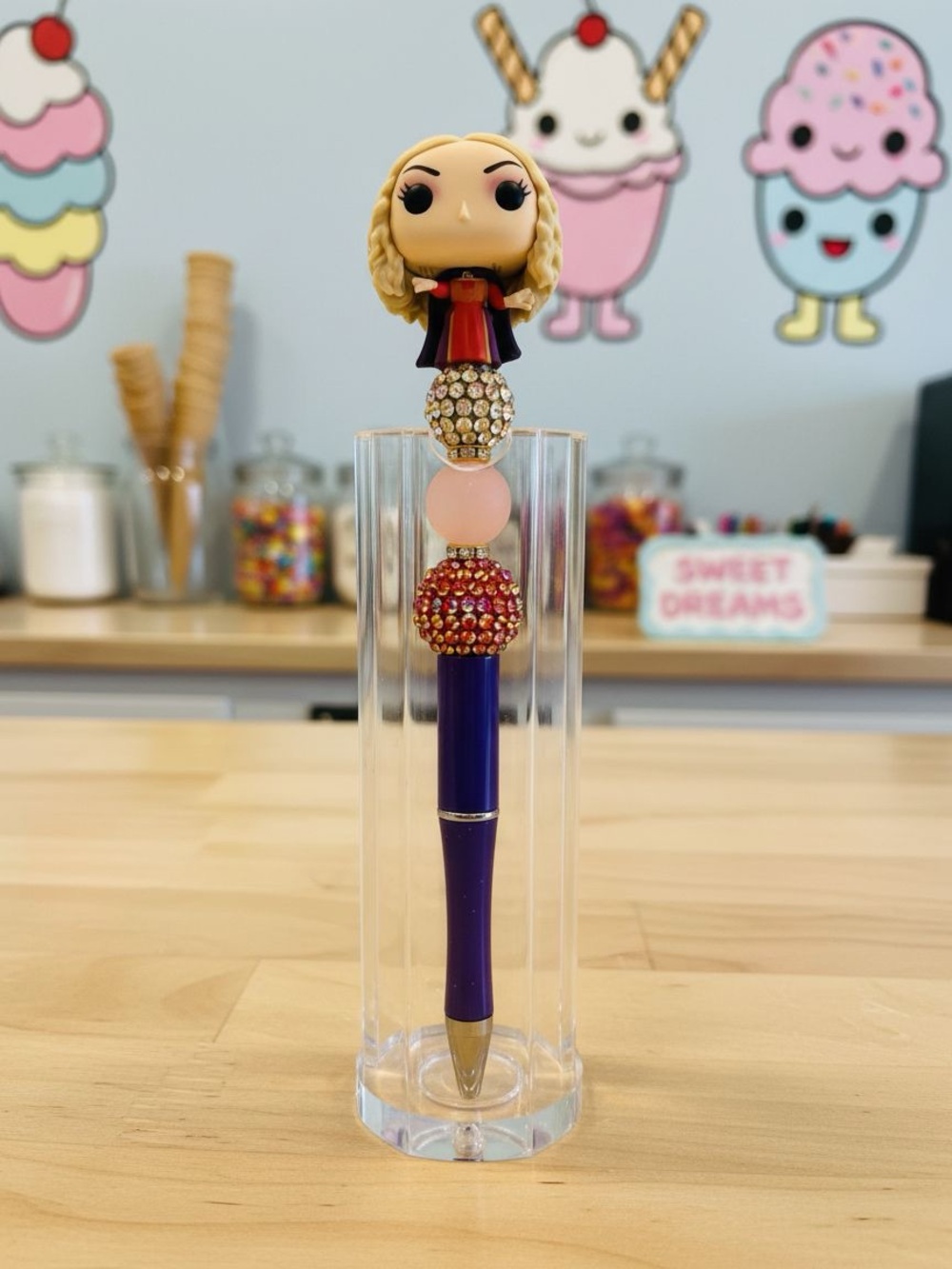 Purple and Pink Fun Sarah Sanderson Hocus Pocus Beaded Pen - Halloween